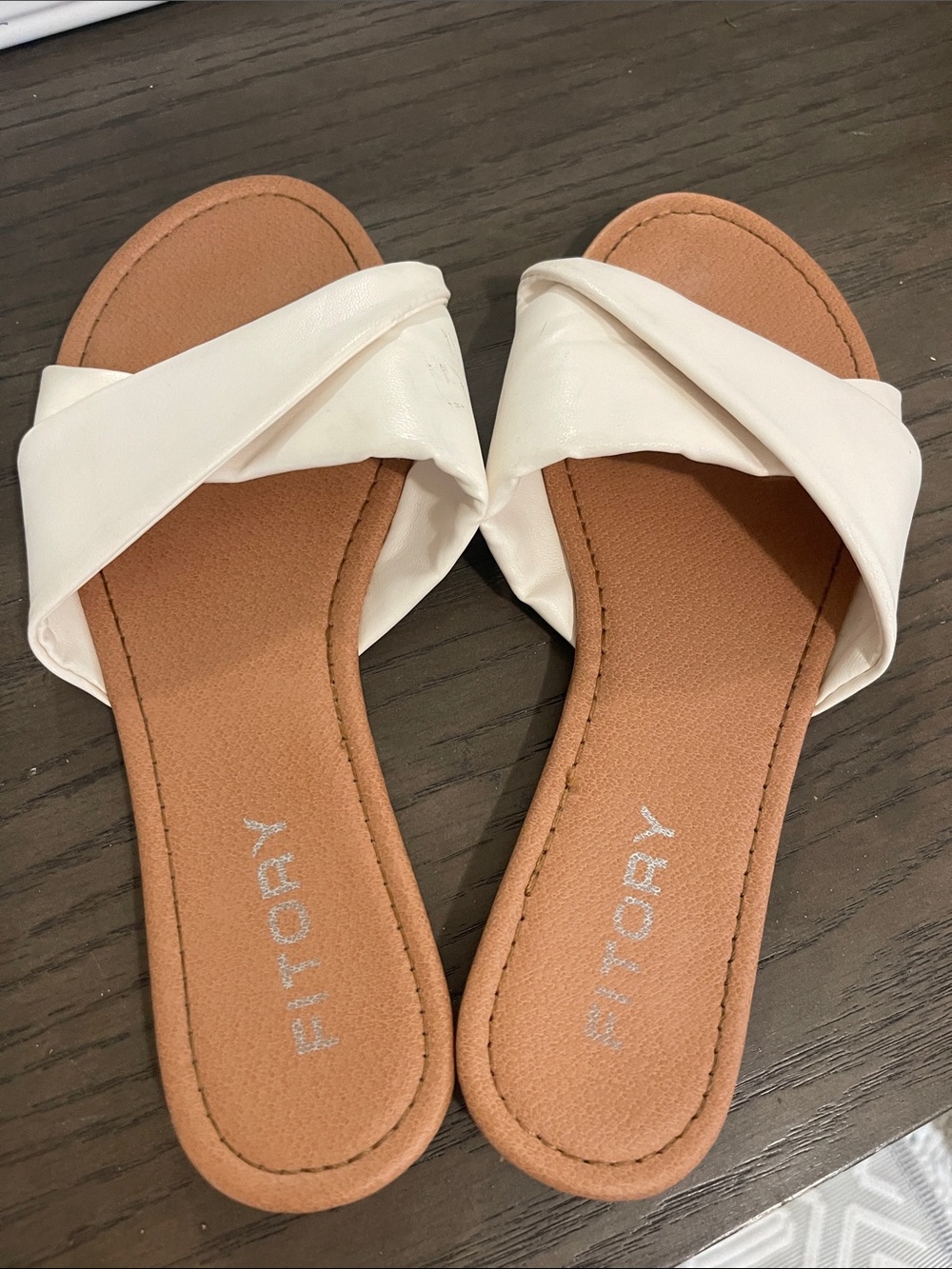 a new day White Cross‑Band Slide Sandals